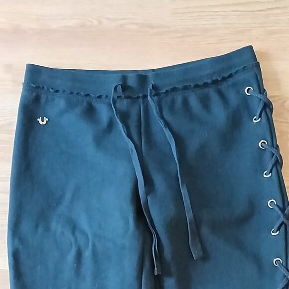 True Religion Lace Detail Jogger Sweatpants Black Size Medium - Picture 5 of 8